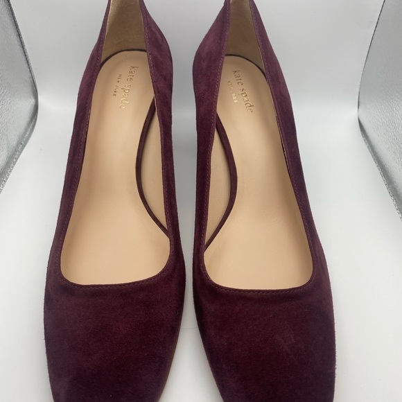 Kate Spade Suede Kylah Cherrywood Block Pumps - Picture 3 of 6